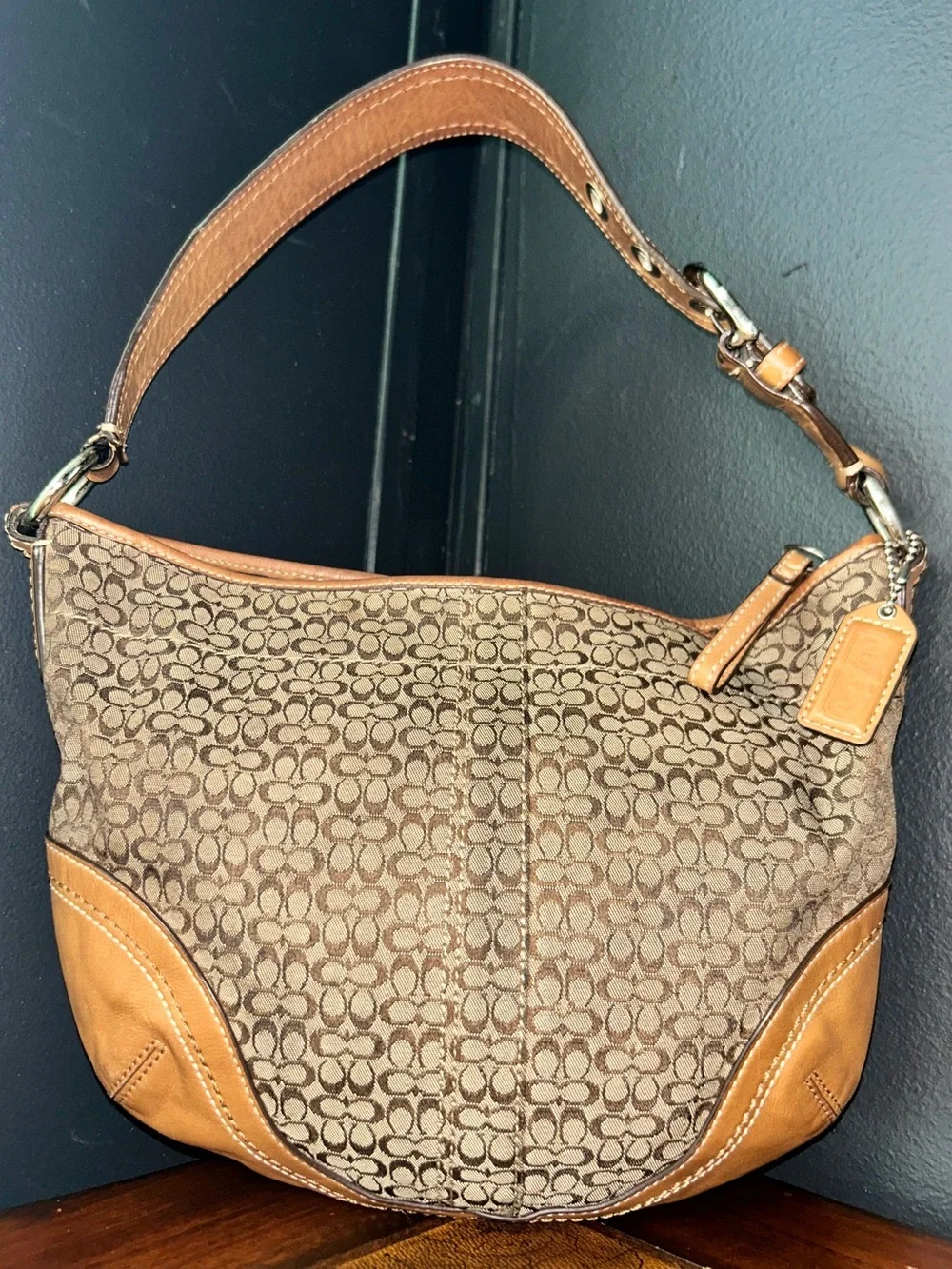 Coach 2007 Y2K Mini Kissing C Signature Monogram Tan Soho Hobo Shoulder Bag - Picture 3 of 15